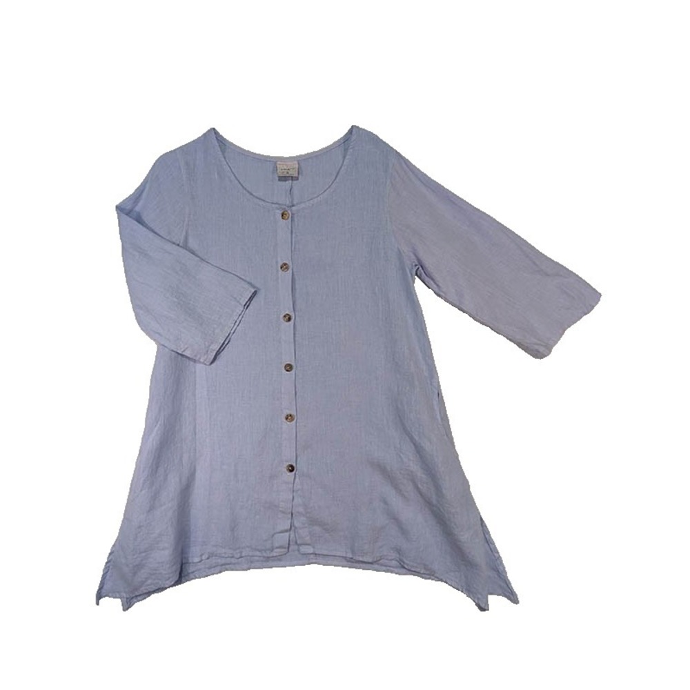 Click Color Me Cotton Linen Tunic Womens S Purple Lagenlook Boho Resort Coastal